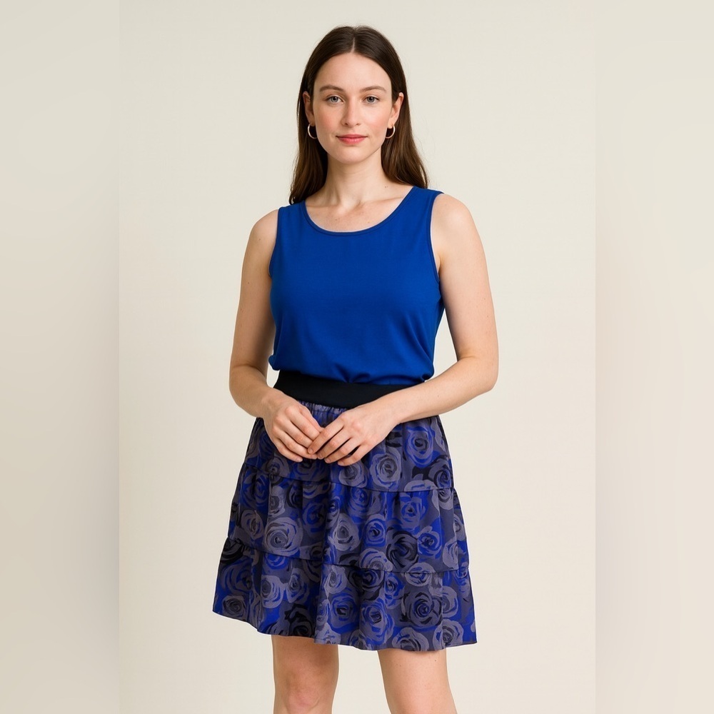 Banana Republic Floral Mini Skirt in Blue and Gray